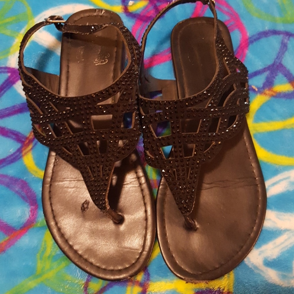 Black rhinestones sandals